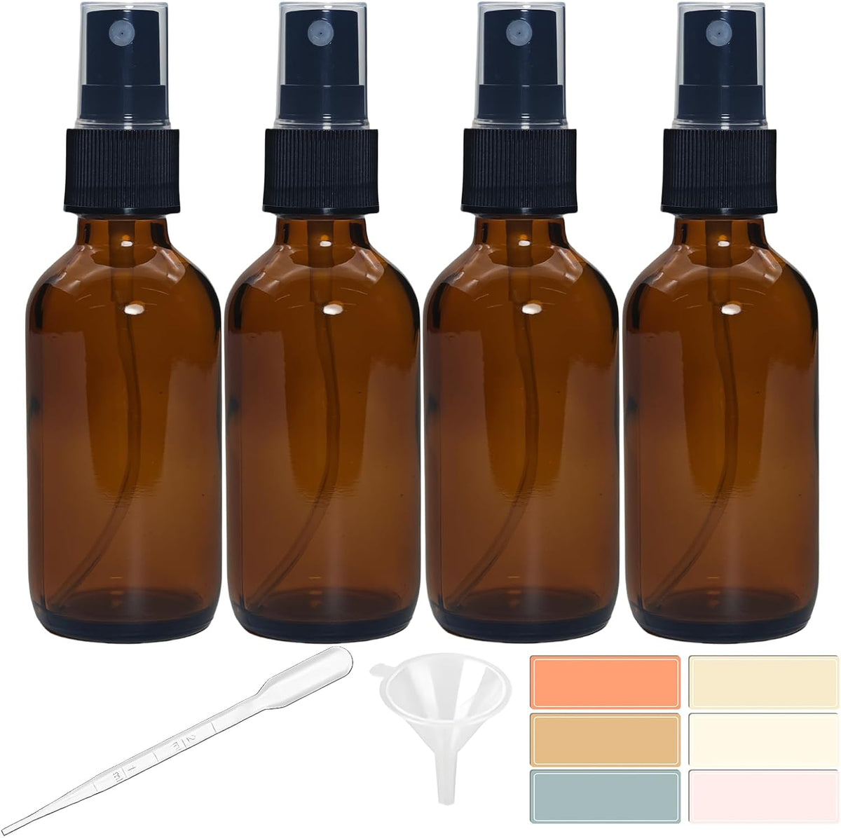 Zkupanx 2oz amber glass spray bottle with black fine mist pump for perfume & 2 oz bottles glass