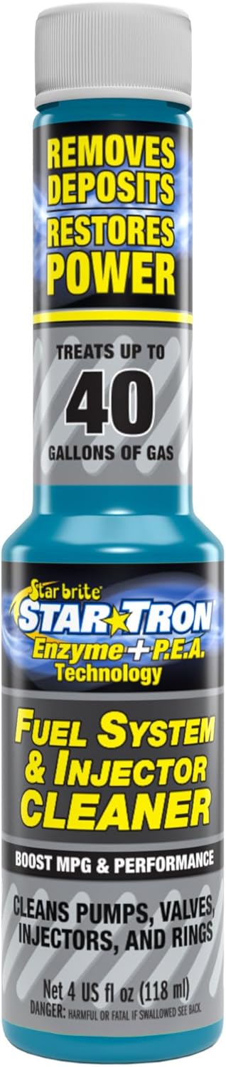 Star Brite Star Tron fuel system and injector cleaner four ounce front view showing enzyme formula benefits