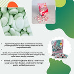 Authentic Bubs imported Swedish sour ovals chewy gummy candy packaging details