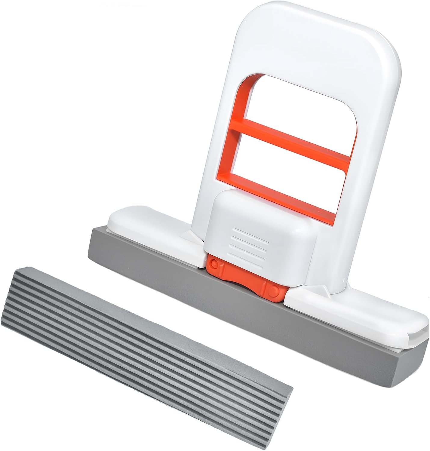Tosefes mini foldable desktop mop front view with orange sponge