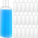 Domensi plastic bottle squeeze containers twenty four pack front view featuring clear bodies and secure white disc top caps for travel toiletries
