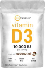 Micro Ingredients Vitamin D3 10000 IU front pouch view