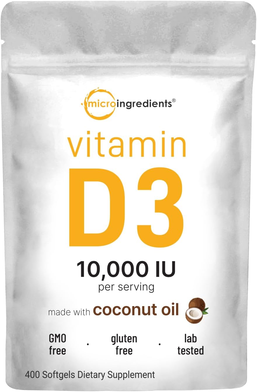 Micro Ingredients Vitamin D3 10000 IU front pouch view