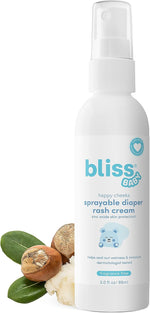 Bliss Baby Happy Cheeks Sprayable Diaper Rash Cream front view of the premium USA imported bottle