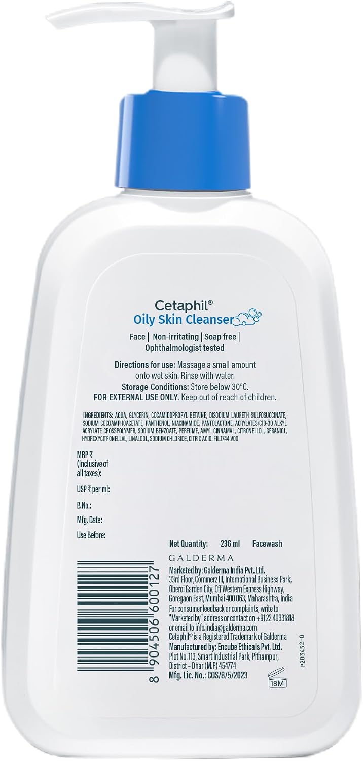 Cetaphil Oily Skin Cleanser, Daily Face Wash For Oily, Acne Prone Skin, Gentle Foaming, 236ML - Image 9