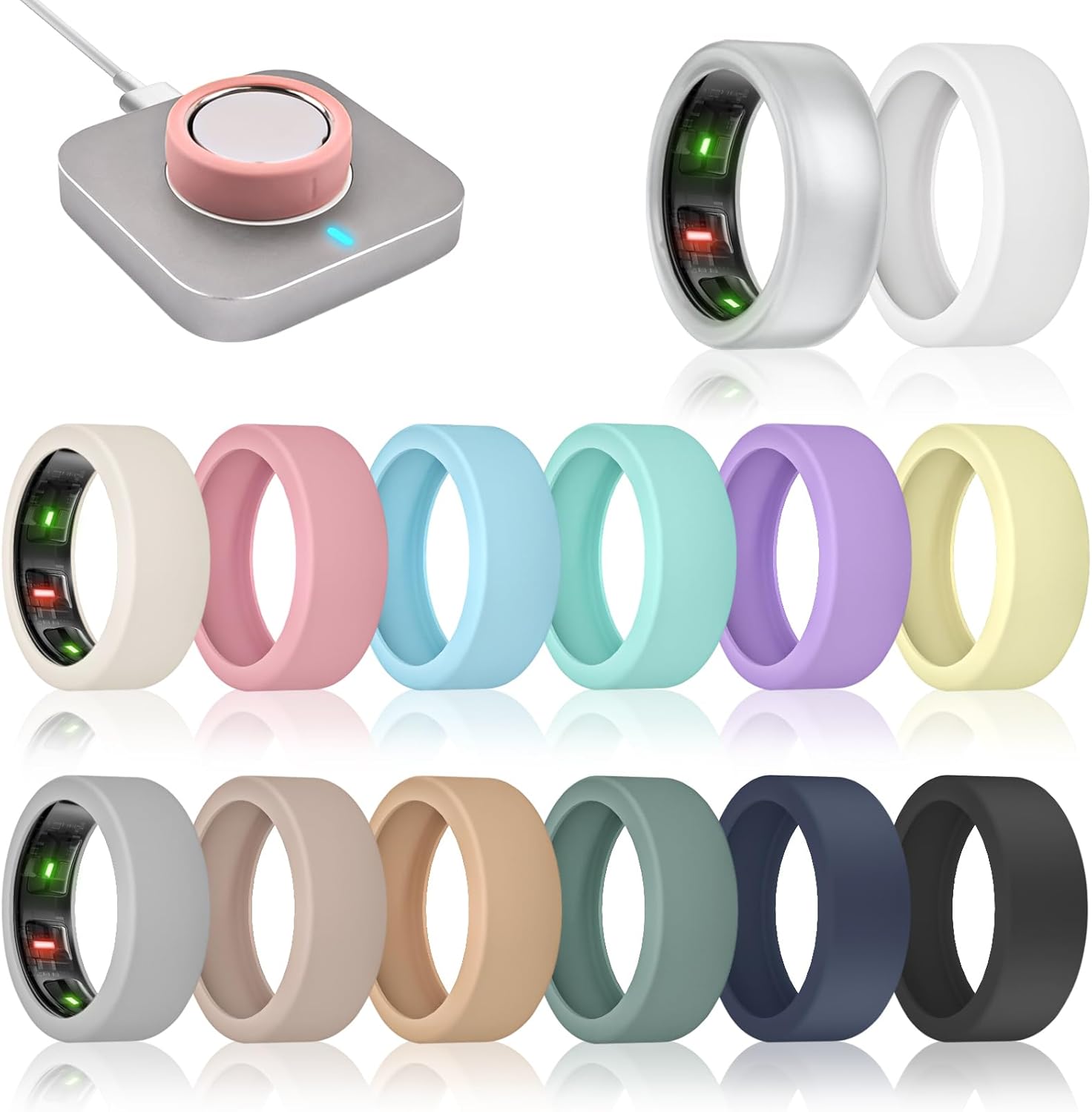 Sylacor silicone smart ring cover front view protecting a device during a gym workout.