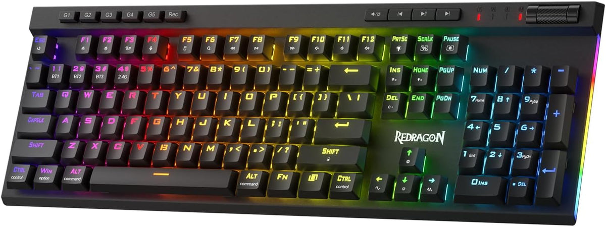 Redragon K580 Wired RGB Mechanical Gaming Keyboard, Macro Key & Media Wheel | 5 On-Board Keybinding Buttons for MMO MOBA Games, Dedicated Media Controls, Classic Tactile Blue Switch for Hype Typing Feel - Image 11
