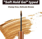Imported Etude eyebrow gel showing moisturizing carnauba wax benefits.