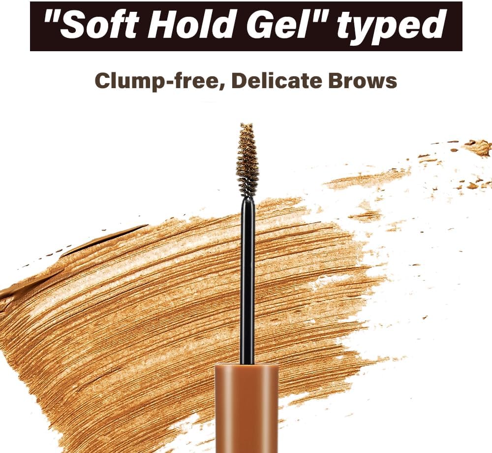 Imported Etude eyebrow gel showing moisturizing carnauba wax benefits.