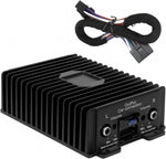 DriSentri 4-Channel Full-Range Car Amplifier front view showing black aluminum heat sink design.