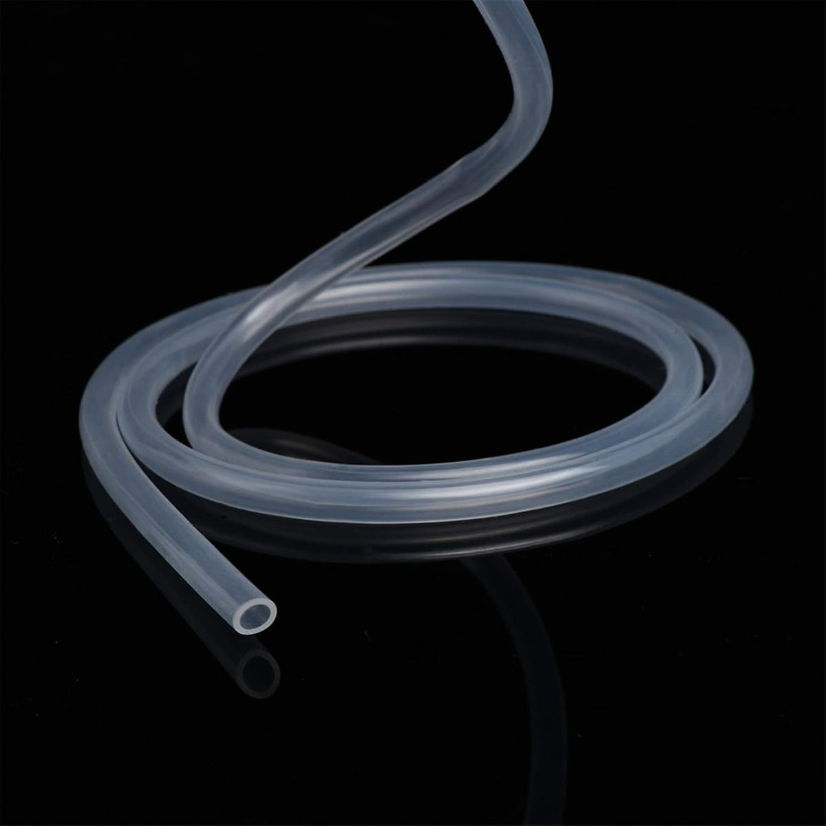 Pangocho flexible silicone tube coil demonstrating high clarity and softness.