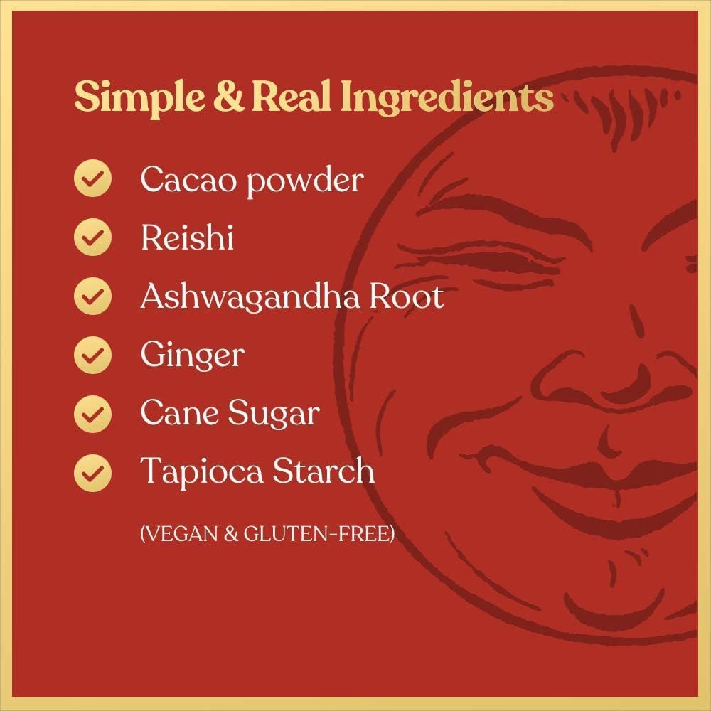 Close up of the gluten free and vegan certification labels on Chimes Calmer Cacao