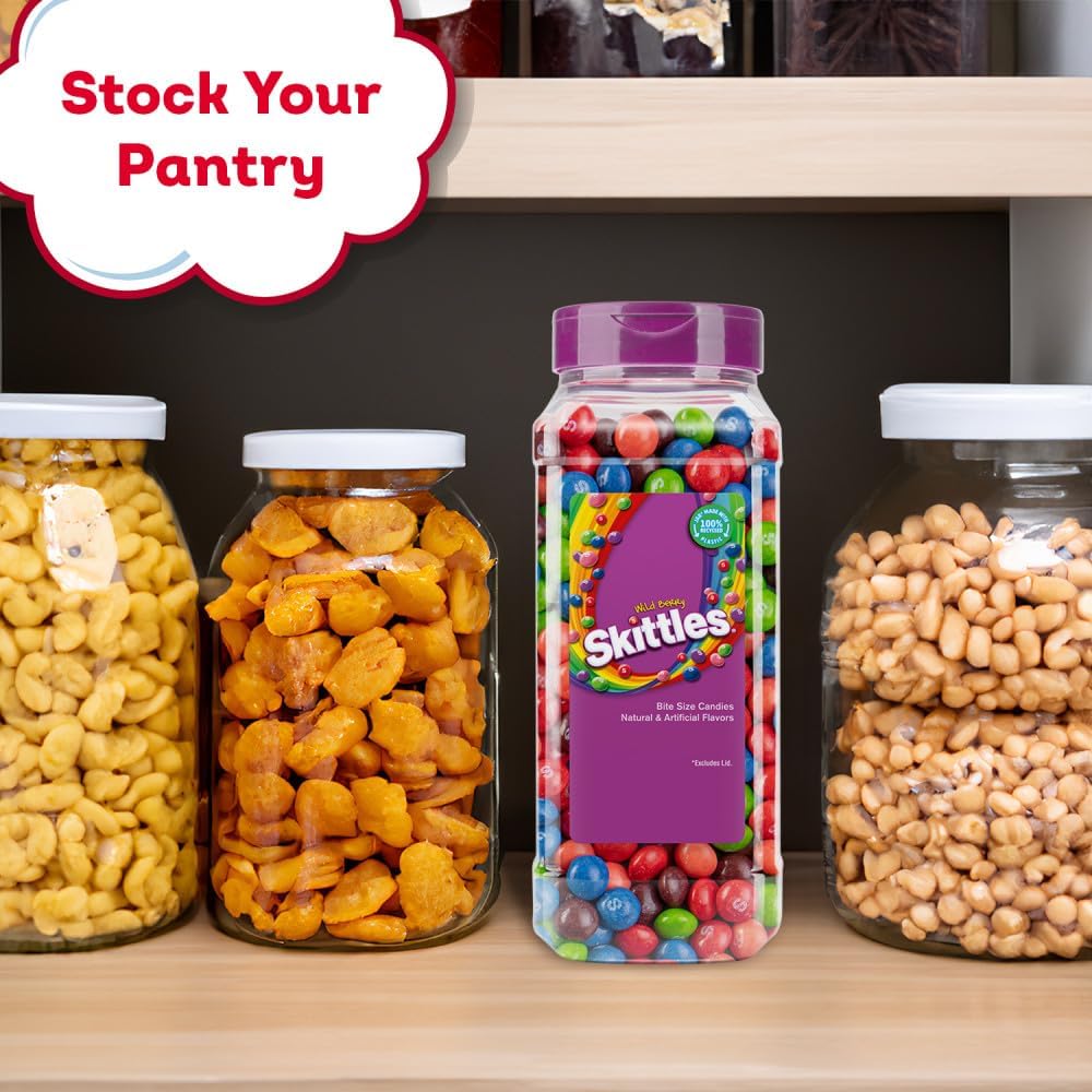 Skittles USA imported chewy fruity candy family size pantry jar