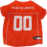 Pets First Miami Hurricanes dog mesh jersey front view apparel