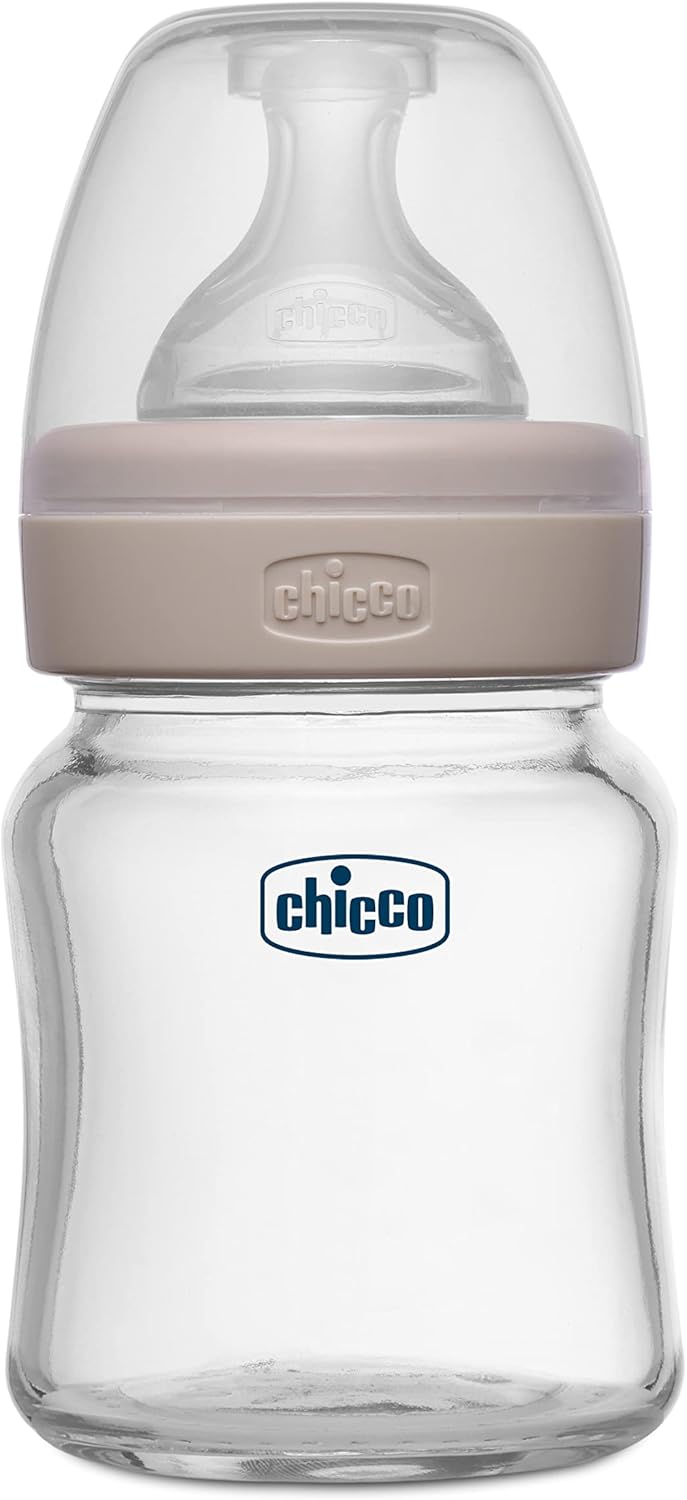 Chicco Well-Being Glass Feeding Bottle (120ml, Slow Flow) Neutral - Image 1