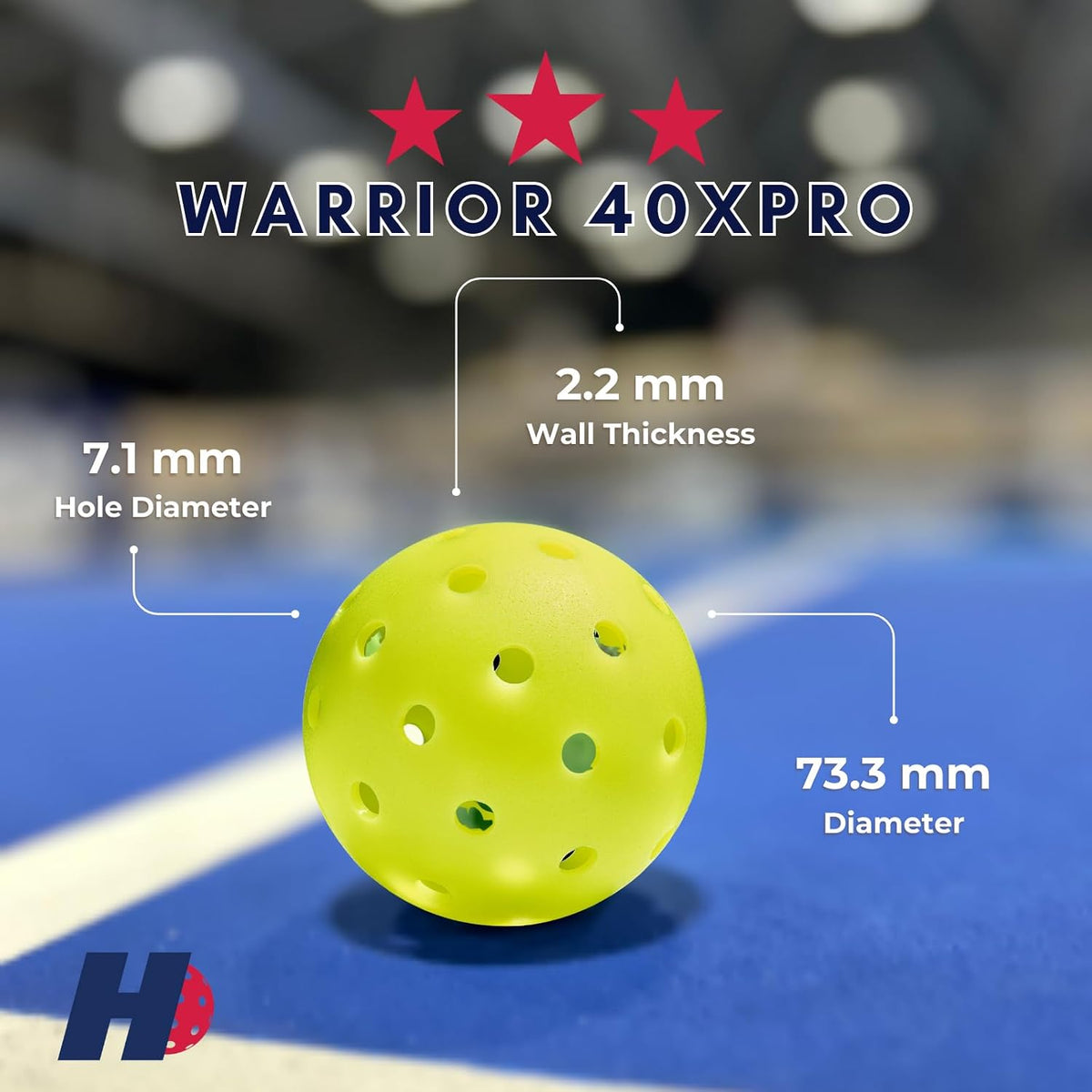 VeteranGO Hero Pickleball Warrior 40Xpro 40 machine drilled holes close up