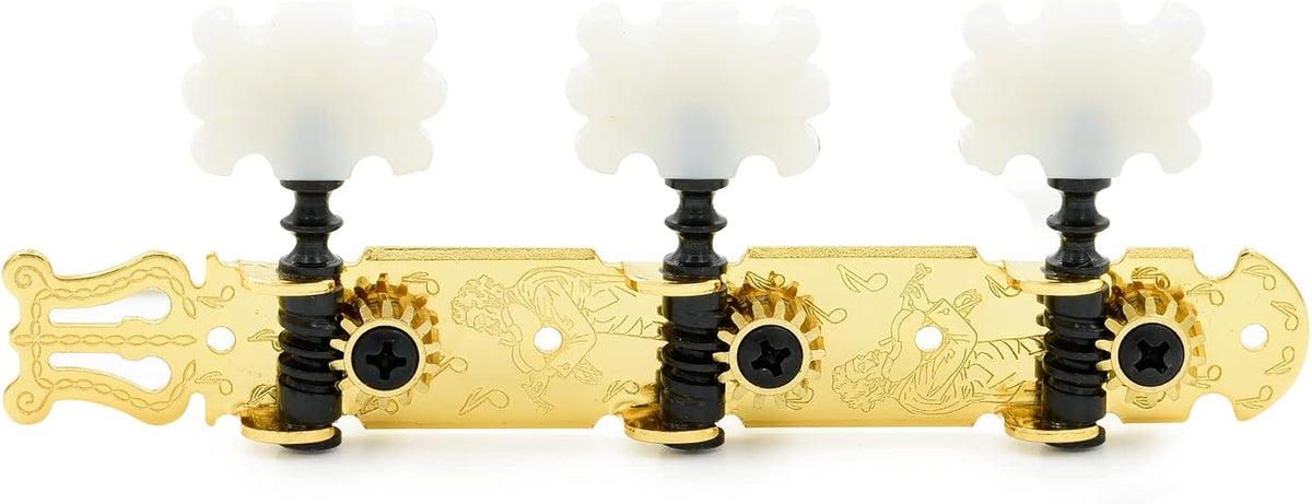 DJ312G TENOR Classical Guitar Tuners, Tuning Key Pegs/Machine Heads for Classical or Flamenco Guitar with Gold Plated Finish and Pearl Colored Butterfly Buttons. - Image 10