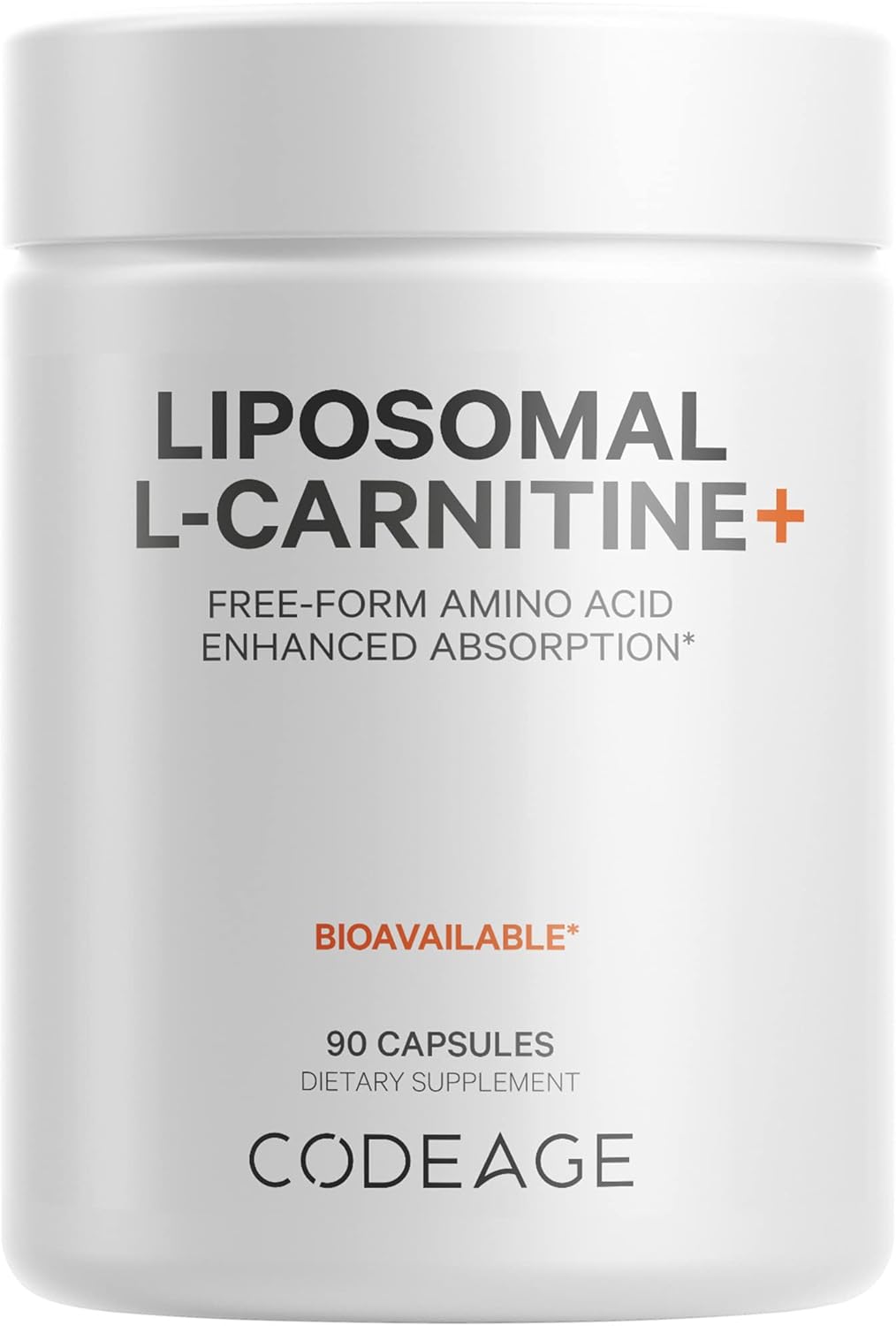 Codeage Liposomal L-Carnitine+ Supplement - 500 mg L-Carnitine L-Tartrate per Serving - Free-Form Amino Acid - Carnitine - Liposomal Delivery - Vegan, Non-GMO, Gluten-Free - 90 Capsules - Image 1