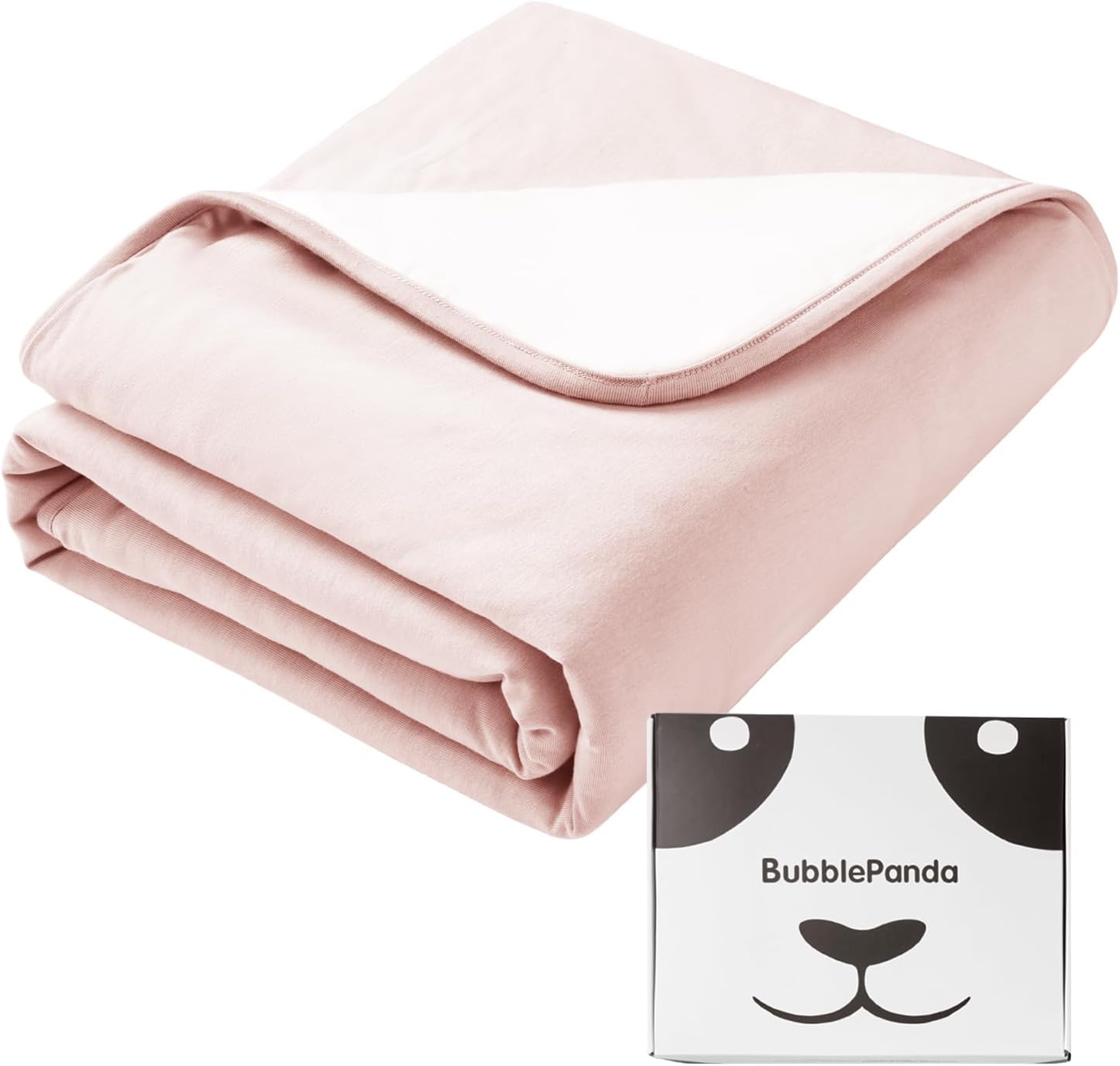 Okayinn BubblePanda bamboo baby blanket in pink shown from the front view for nursery bedding.