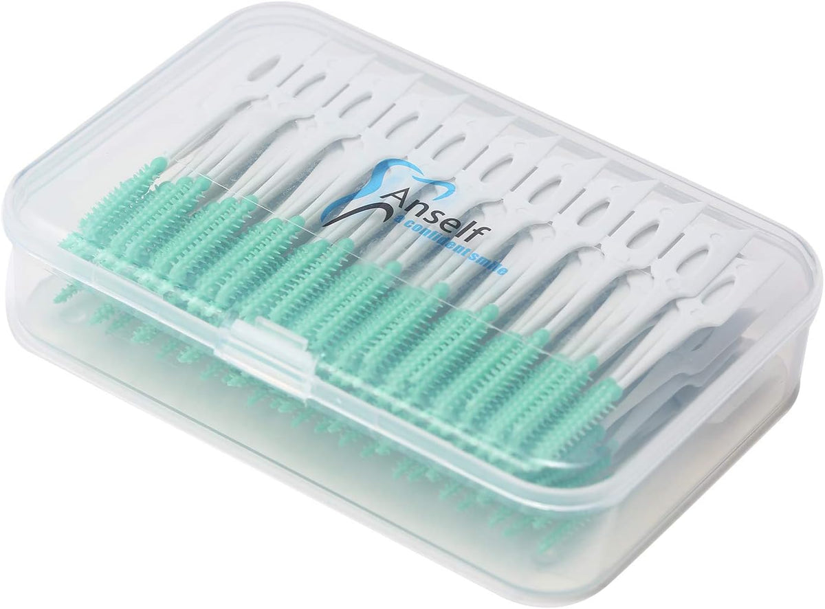 An-self 160PCS Interdental Brushes Ultra Tight Bristles Tooth Interdental Cleaners Silicone Toothpick Brush Disposable Teeth Soft Picks, Green - Image 1