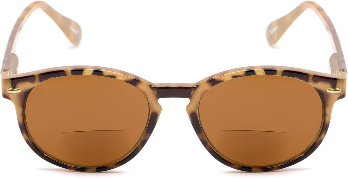 Readers round reading sunglasses tortoise frame side angle