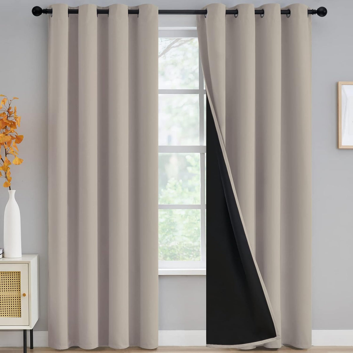 Yakamok Lilac Blackout Curtains 84 inches Long for Bedroom 42" Wide 2-Panel | Thermal Insulated Window Treatment Total Blocking Panels with Black Liner for Living Room/Dining Room/Kids Room Grommet Top - Image 14
