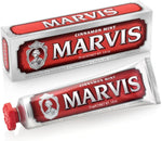 Marvis Cinnamon Mint Toothpaste front view of vintage red packaging tube
