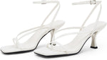 PiePieBuy Women's Lace Up Heeled Sandals Square Flip Flop High Heels Strappy Party Shoes - Image 15