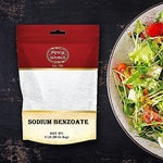Side view of Spicy World sodium benzoate 80 ounces bulk food additive.