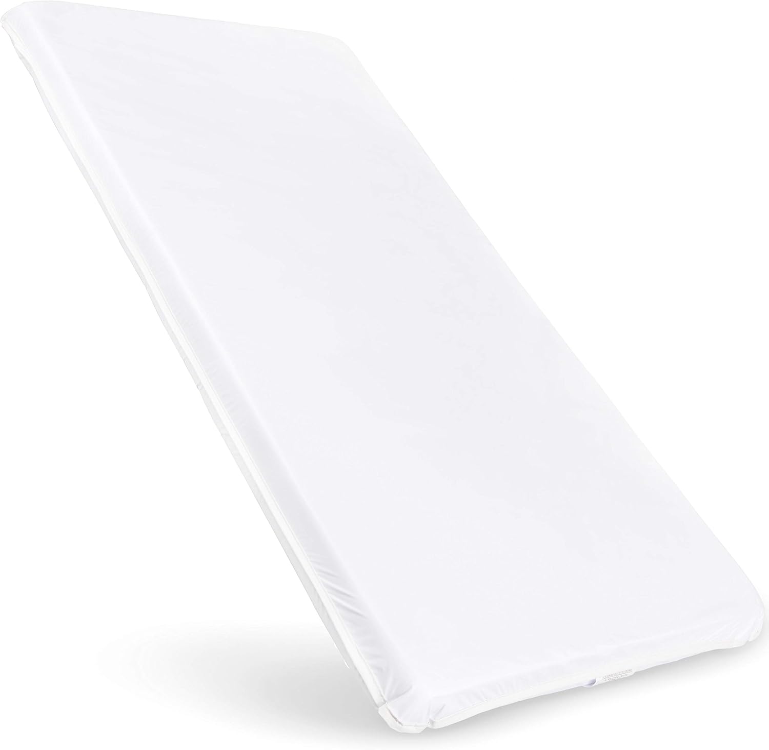 Baby Doll Bedding White Cradle Mattress front view showing the clean white waterproof surface