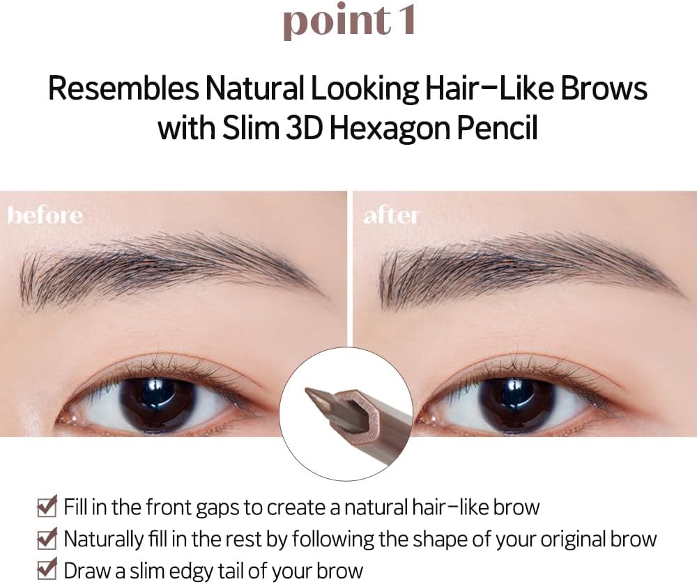ETUDE authentic beauty brow pencil built in spoolie brush