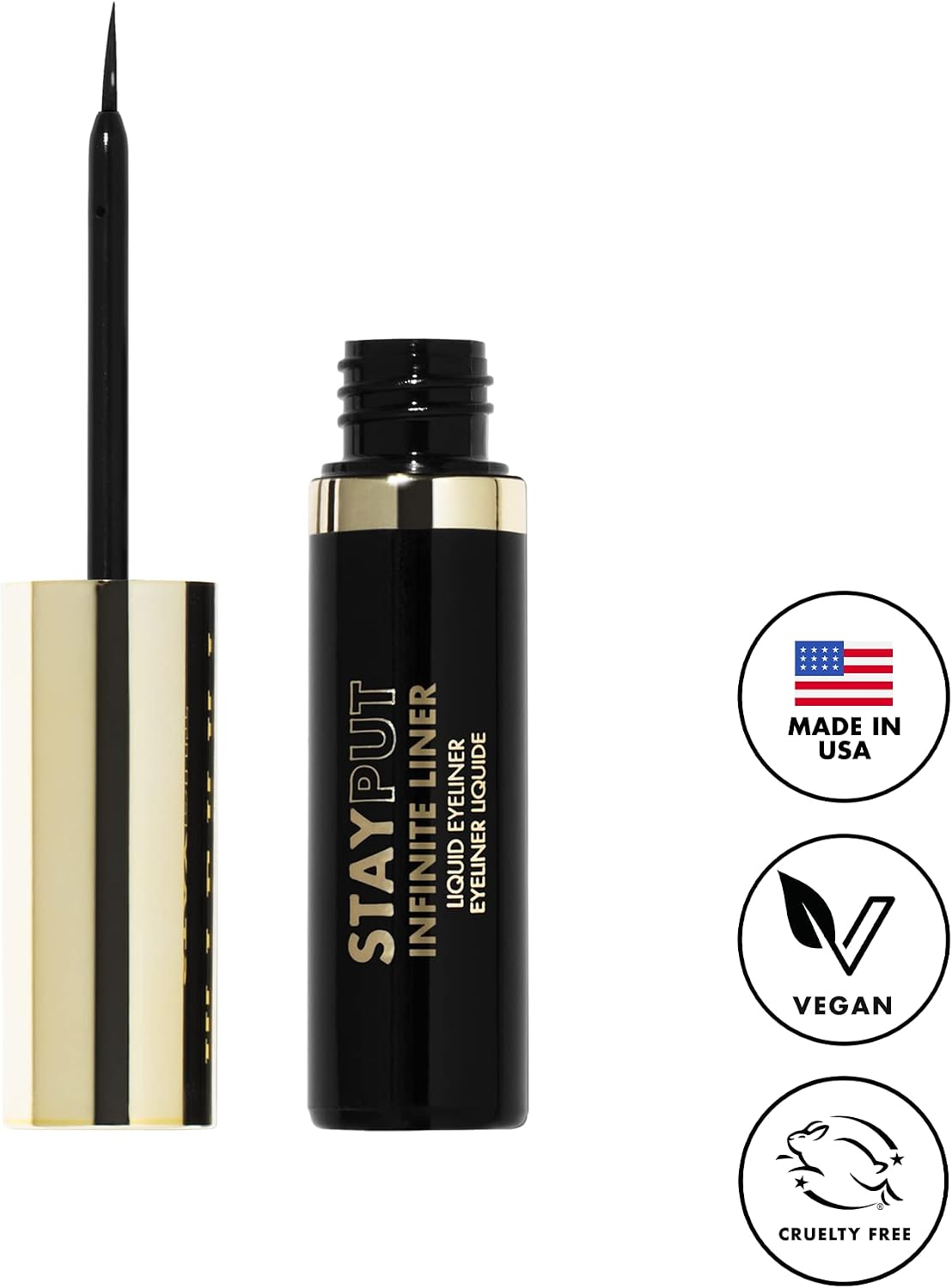 Intense black liquid eyeliner smudge proof eye makeup look