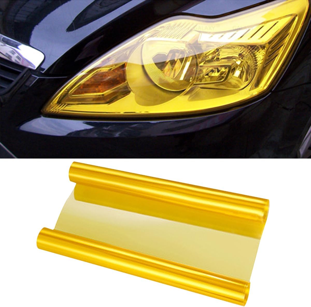 Joycourt car light tint film roll in vibrant yellow finish