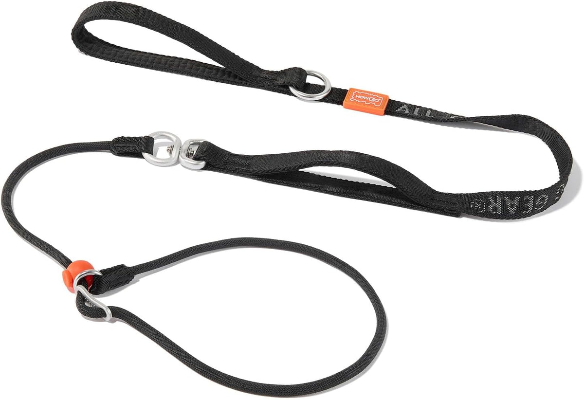 HowGo Slip Lead Dog Leash front view showing the premium black braided nylon design.
