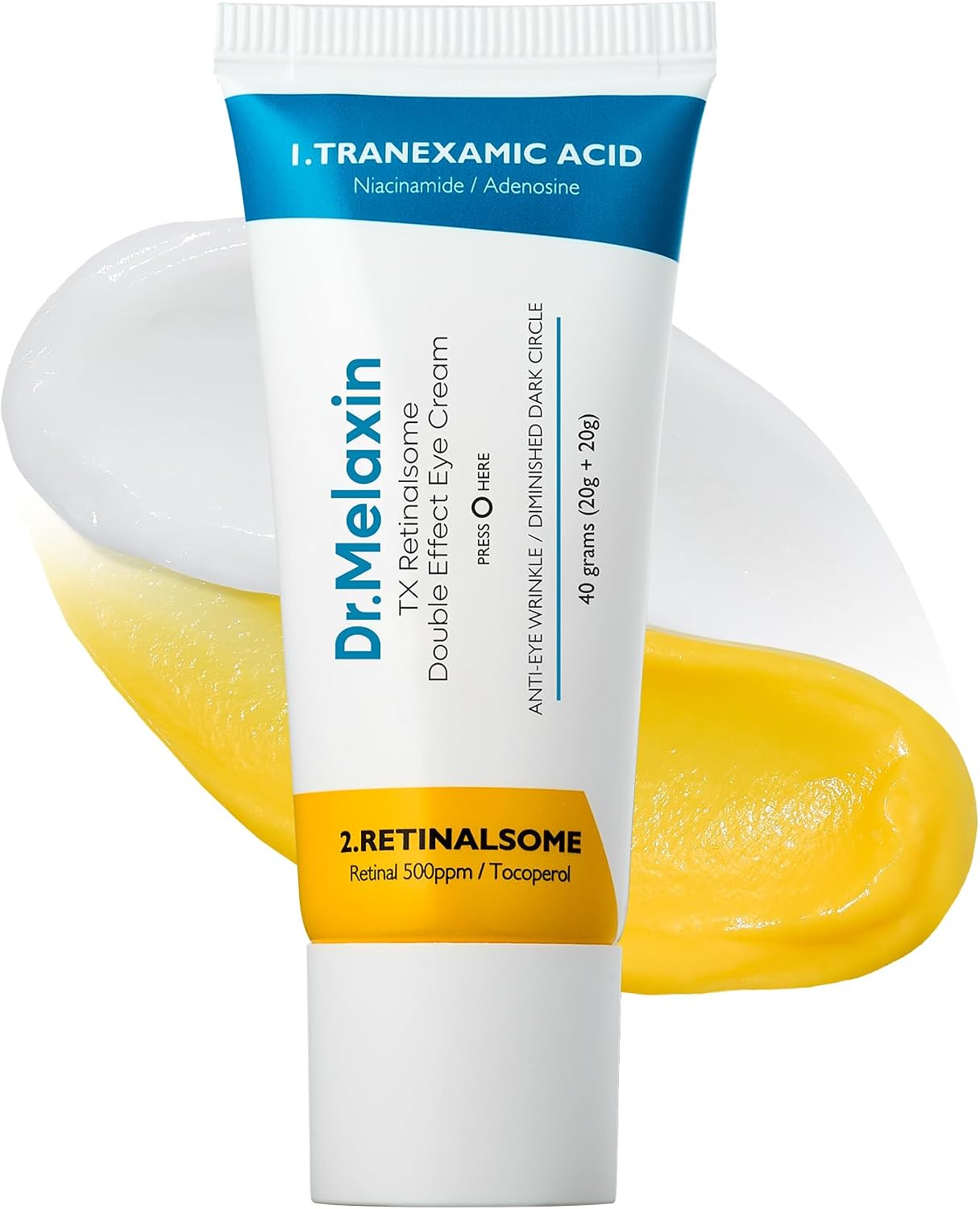 Dr. Melaxin TX Retinalsome Dual Eye Cream tube front view