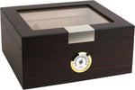 Gold Plated Piano Hinges On Mantello Glass Top Cigar Humidor
