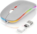 Mouse for MacBook, LED Bluetooth Wireless Mouse for MacBook Air PC iPad, Silent Rechargeable Mice 3 Mode Bluetooth 5.2 & 2.4G USB-A/USB-C Receiver, Portable Mouse with Jiggler Mode, Rose Gold - Image 9