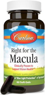 Carlson Right for the Macula eye health supplement full packaging view