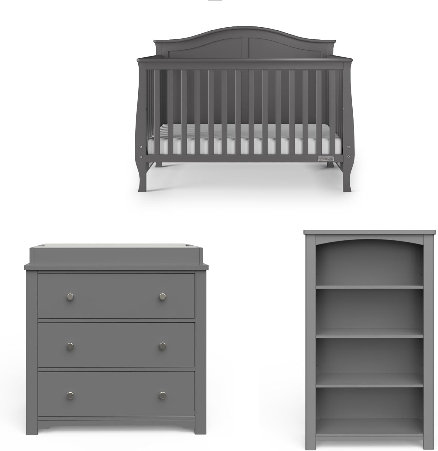 Child Craft Camden 3-Piece Nursery Furniture Set front view in cool gray