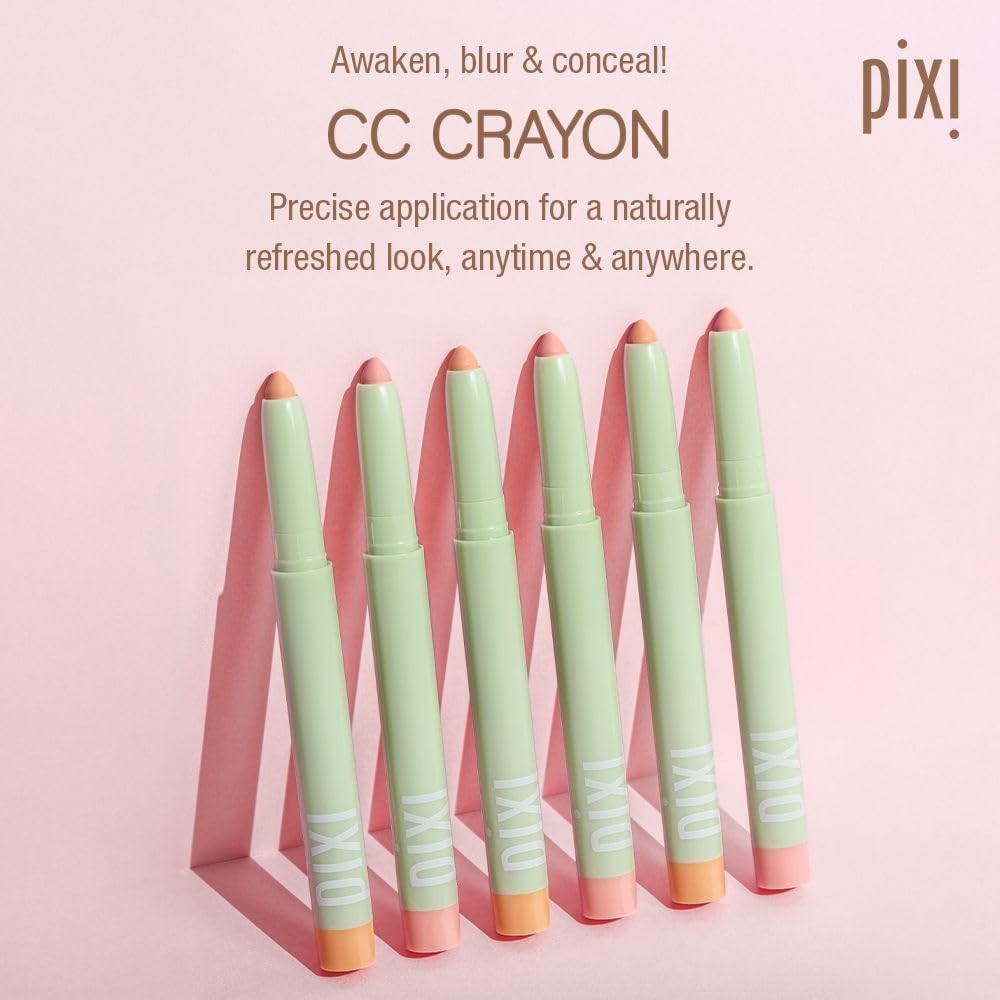 Pixi under-eye color correcting crayon open cap showing soft peach cream tip