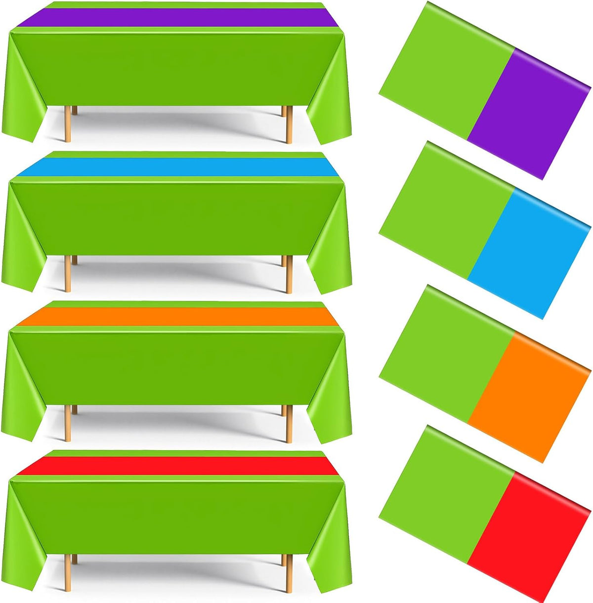 SAVITA cartoon turtle plastic tablecloth front view displayed on a rectangular party table