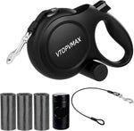 26Ft Retractable Dog Leash - for Dog Up to 110lbs, Tangle Free Walking Leash with Chew Proof Cable | LED Light | Dispenser | Poop Bags, Quick Lock Braking & Non-Slip Handle (White) - Image 11