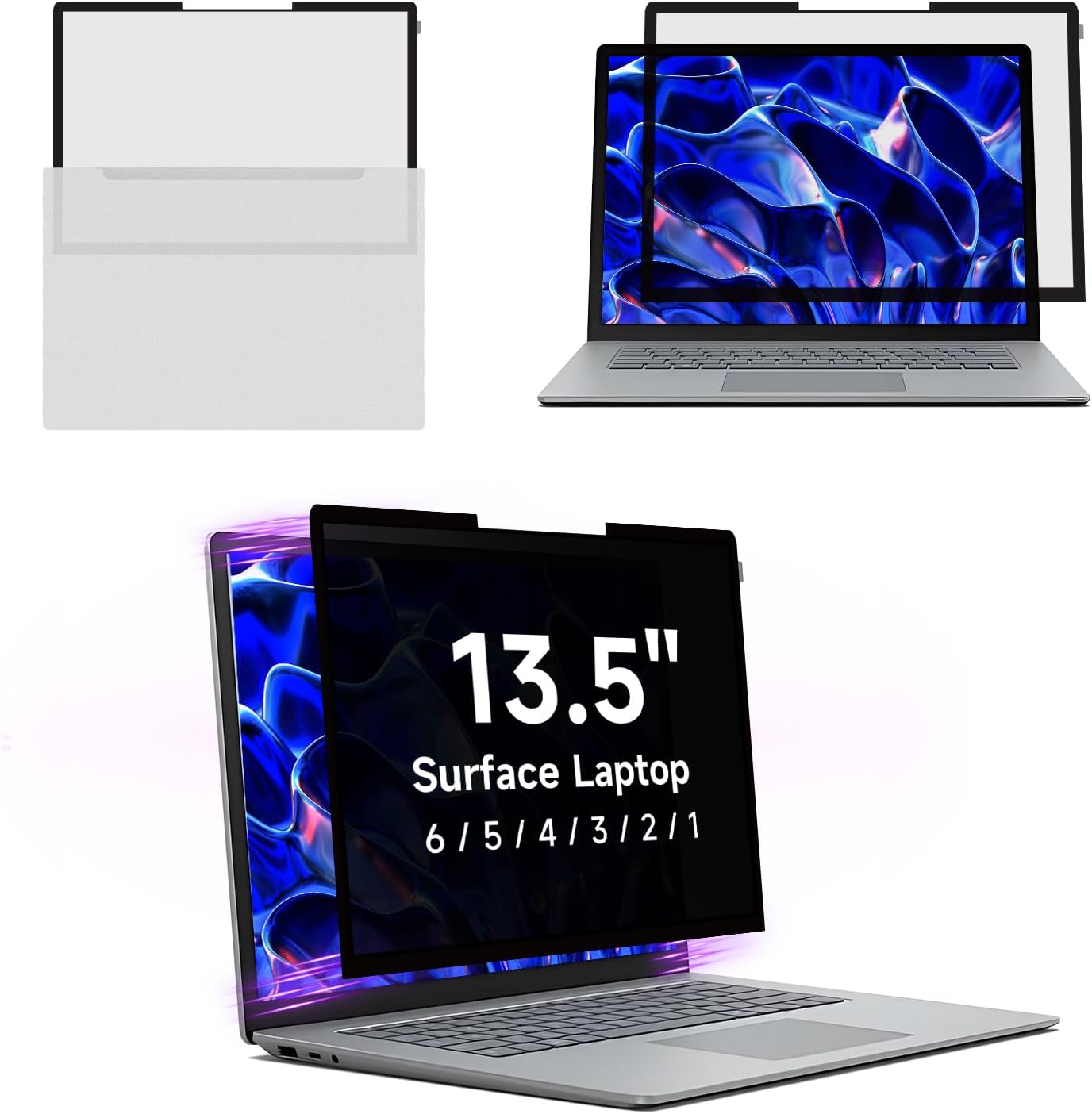 Bropgod laptop privacy screen front view on a thirteen point five inch Microsoft Surface laptop.