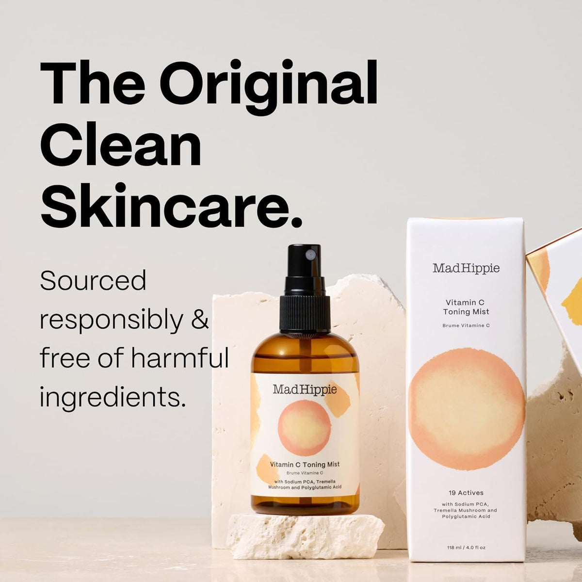 Mad Hippie skin brightening mist bottle showing pump top