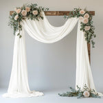 Xiomot wedding arch draping fabric panel front view in premium ivory color