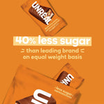 Unreal gluten free low sugar chocolate bars displaying nutrition facts