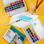 Mont Marte 39-piece painting set showing fold-out palette lid