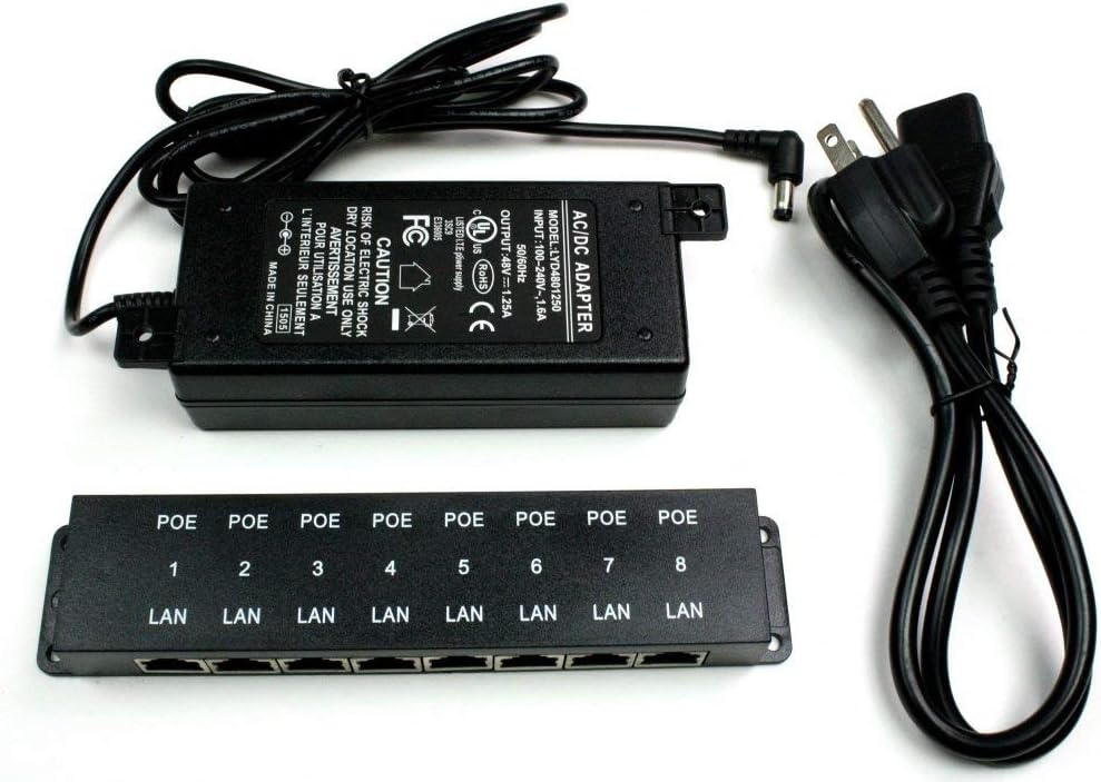 PoE Texas 8-port passive PoE injector front view network adapter