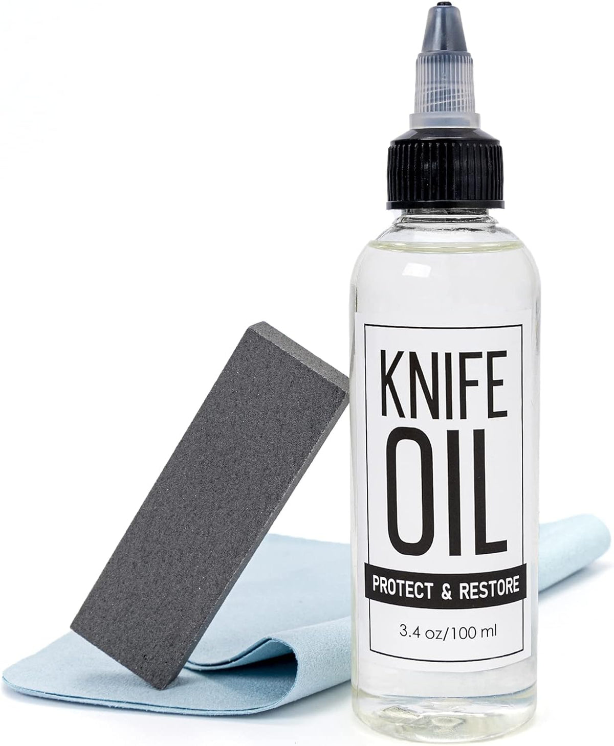 Pugez Knife Oil and Rust Eraser Kit front view with maintenance oil