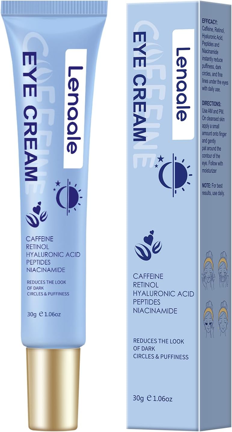 Caffeine Eye Cream, Under Eye Cream for Dark Circles and Puffiness, 5 in 1 with Retinol Niacinamide Hyaluronic Acid& Peptides - Eye Cream Anti Aging for Reduce Wrinkles, Puffiness and Bags Under Eyes - Image 1